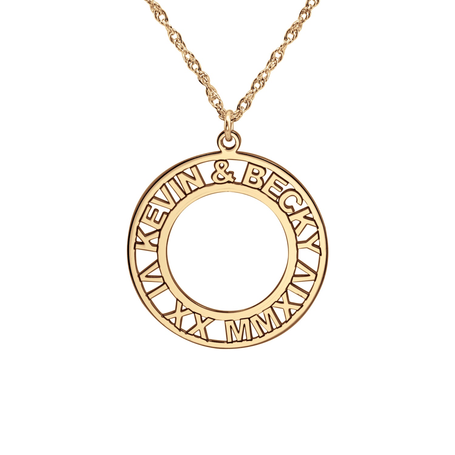 Roman Numeral and Names Anniversary Necklace 2