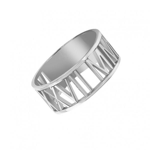 10K White Gold Roman Numeral Ring
