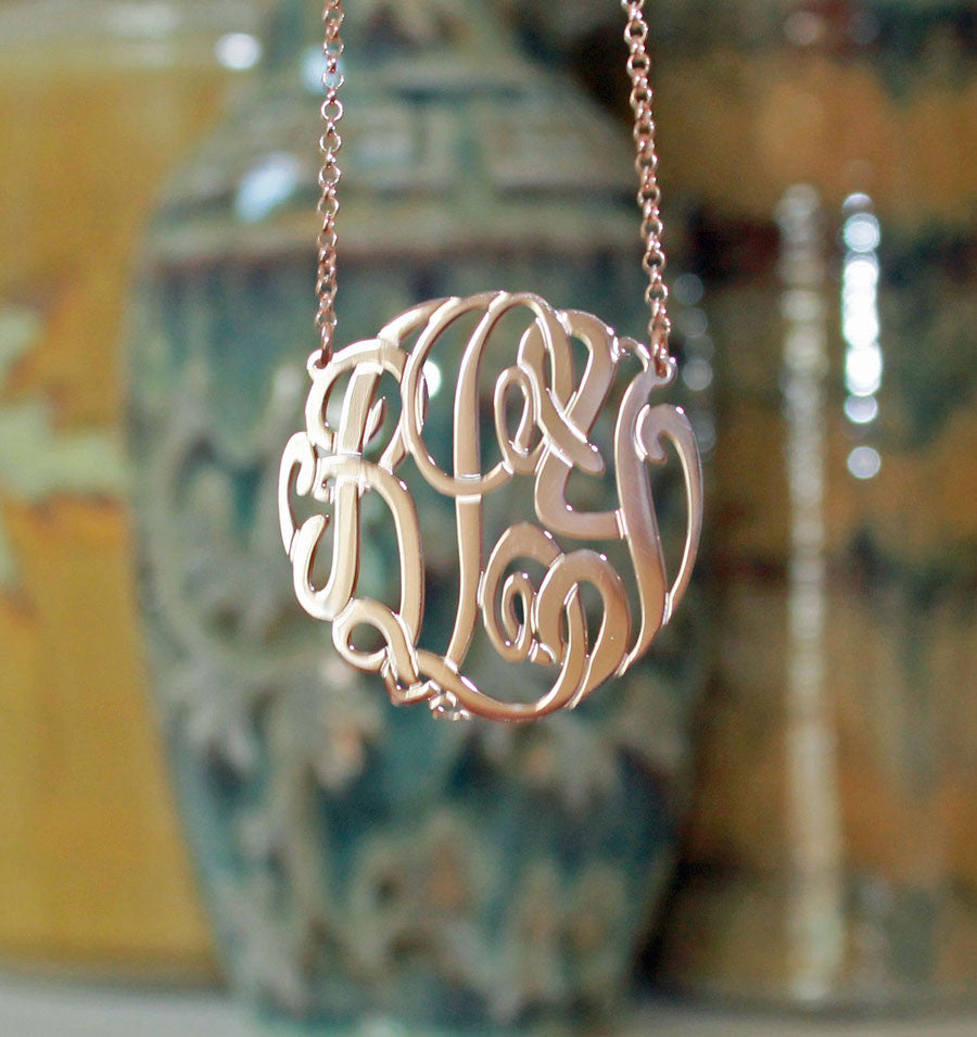 Rose Gold Monogram Necklace