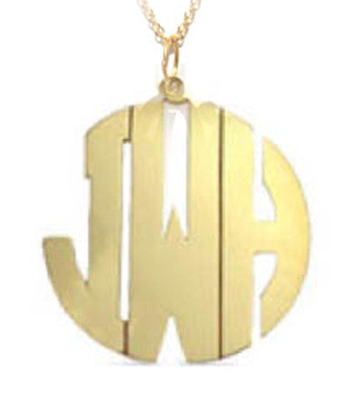 Cutout Monogram Necklace Block Font