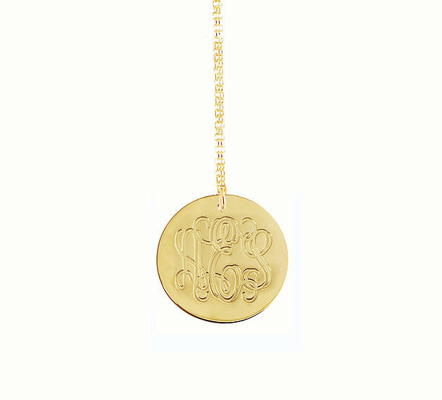 Engraved Gold Disc Necklace Kardashians Alternate 2
