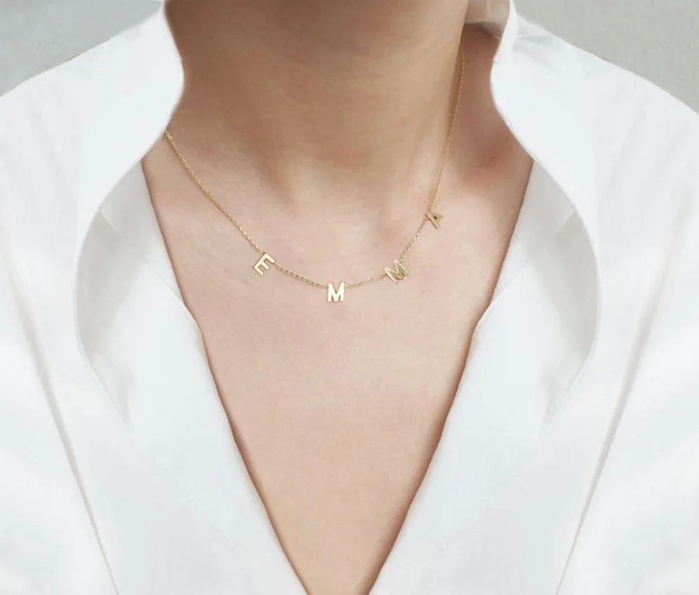 Small Spaced Initial Necklace 5