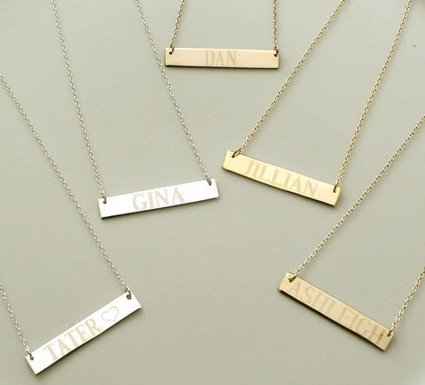 engraved bar necklaces