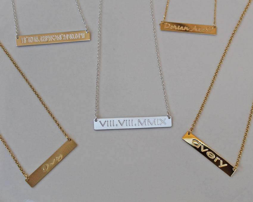 Horizontal Gold Bar Necklace