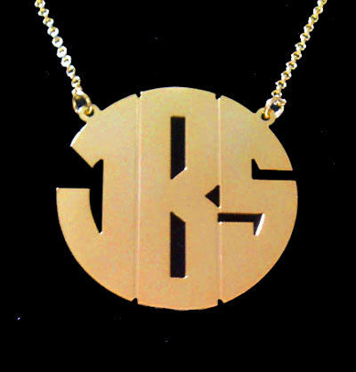 Gold Monogram Block Font Necklace