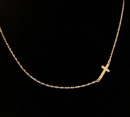 5 8 Inch Gold Side Cross Necklace Cheryl Burke Alternate 2