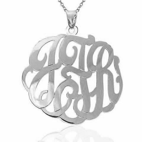 Sterling Silver Fancy Script Monogram Necklace