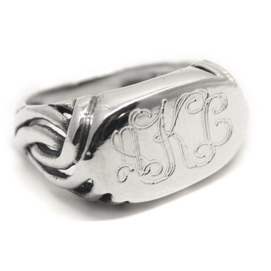 Sterling Silver Oval Scroll Monogram Ring