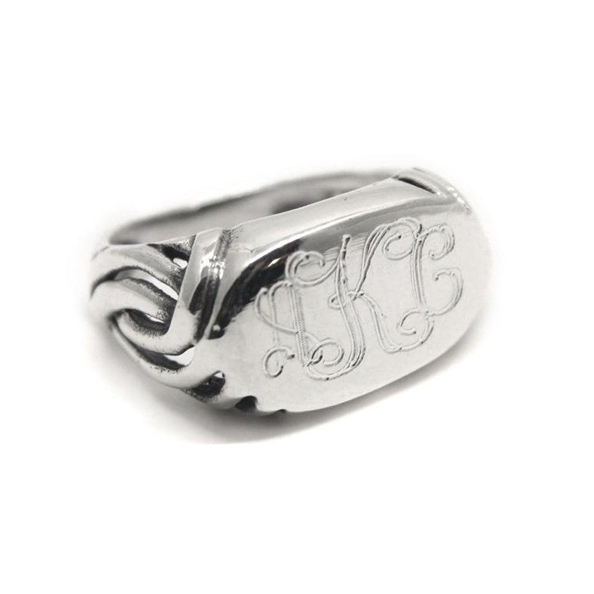 Sterling Silver Oval Scroll Monogram Ring