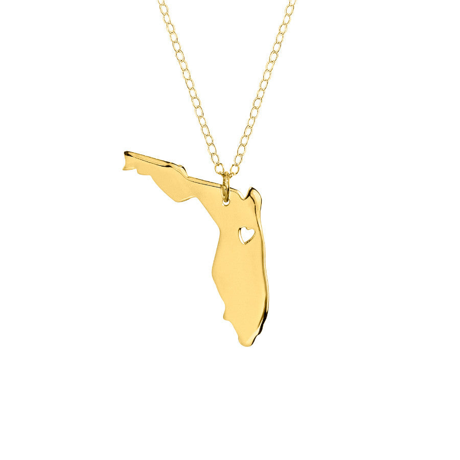 State Necklace with Cutout Heart