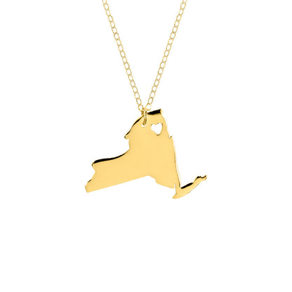 State Necklace with Cutout Heart