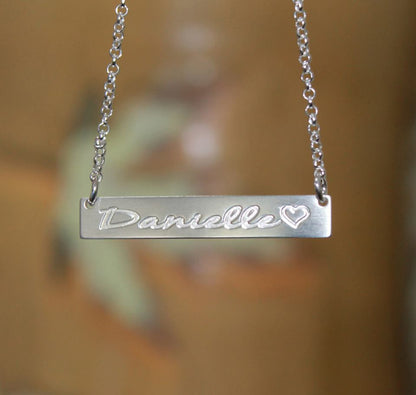 Sterling Silver Bar Necklace Personalized