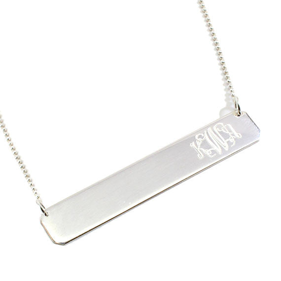 Sterling Silver Monogram Bar Necklace