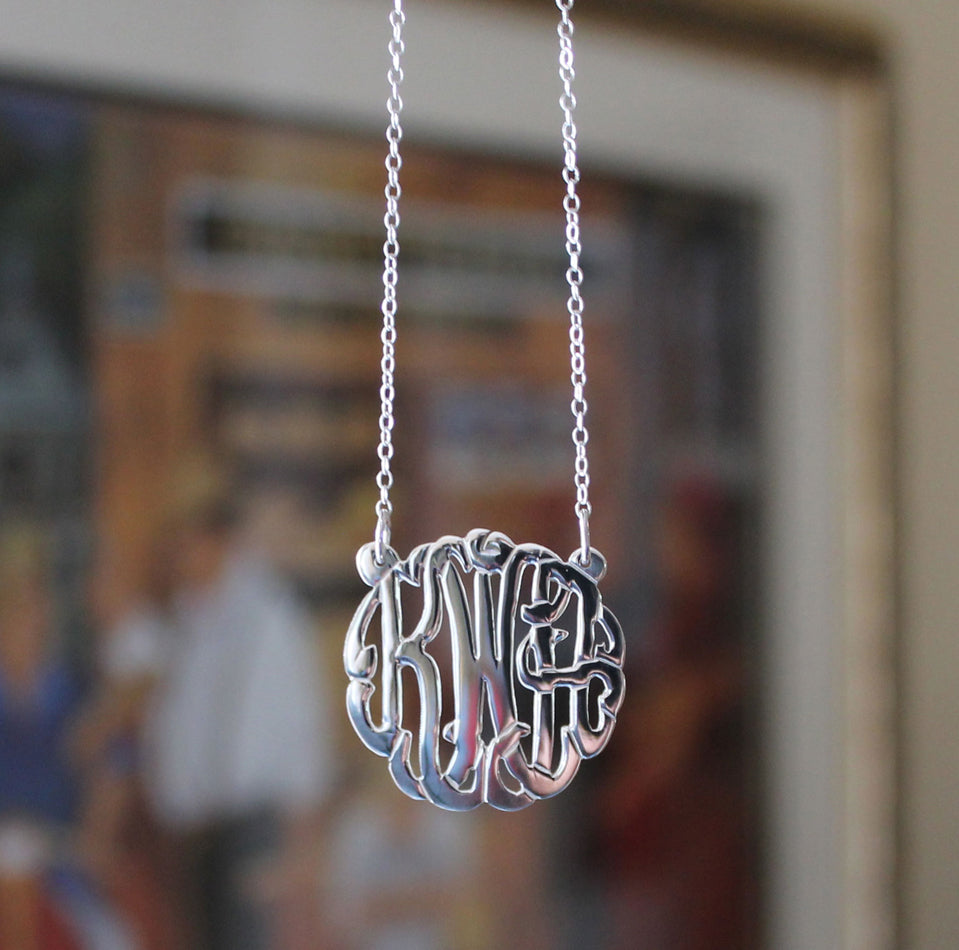 sterling silver mini monogram necklace - 1"