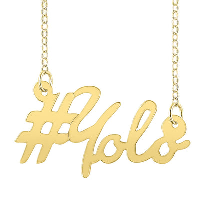 Gold Personalized Script Hashtag Necklace 2