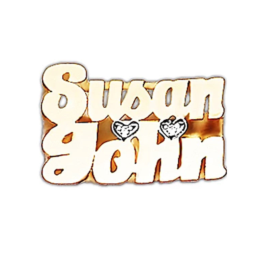 Two Name Ring - Hearts and Diamonds