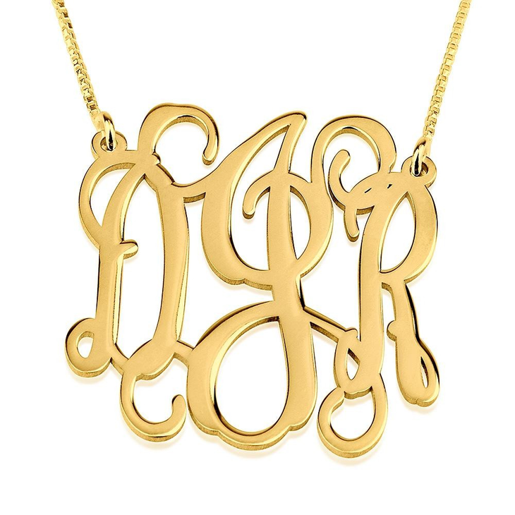 Silver Vine Script Monogram Necklace 3