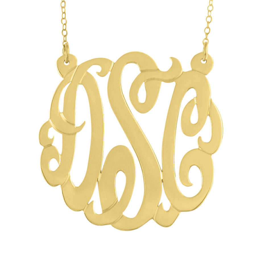24K Gold Plated Monogram Necklace Split Chain Alternate 1