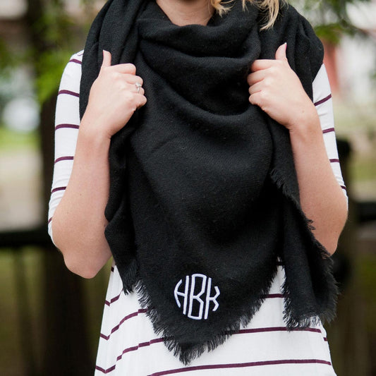 How to Wear a Monogrammed Blanket Scarf