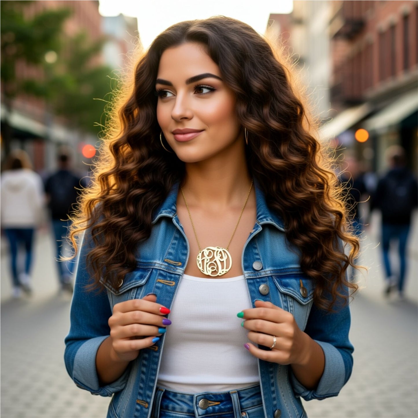 2 inch big slim monogram necklace