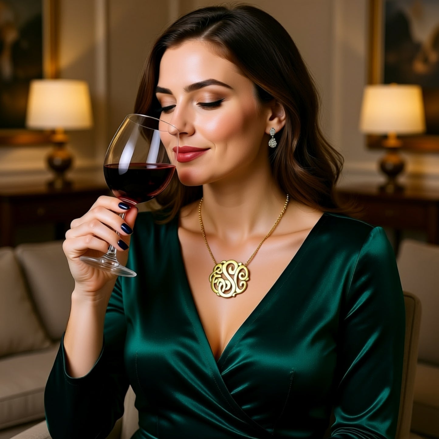 Large Gold Vermeil Monogram Necklace