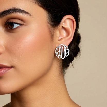 7/8 inch monogram earring
