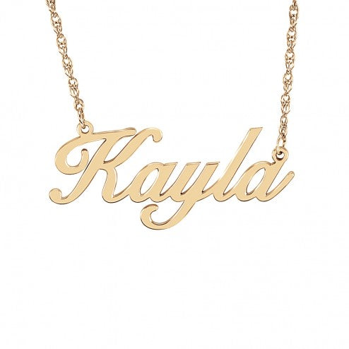 Gold 'Kayla' necklace on a white background