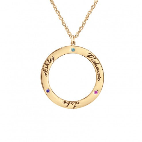 Personalized Family Open Circle Necklace with Birthstones
