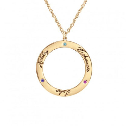 Personalized Family Open Circle Necklace with Birthstones 4