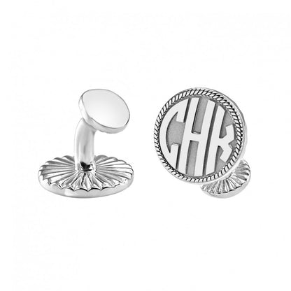 Round Block Monogram Rope Casting Cuff Links