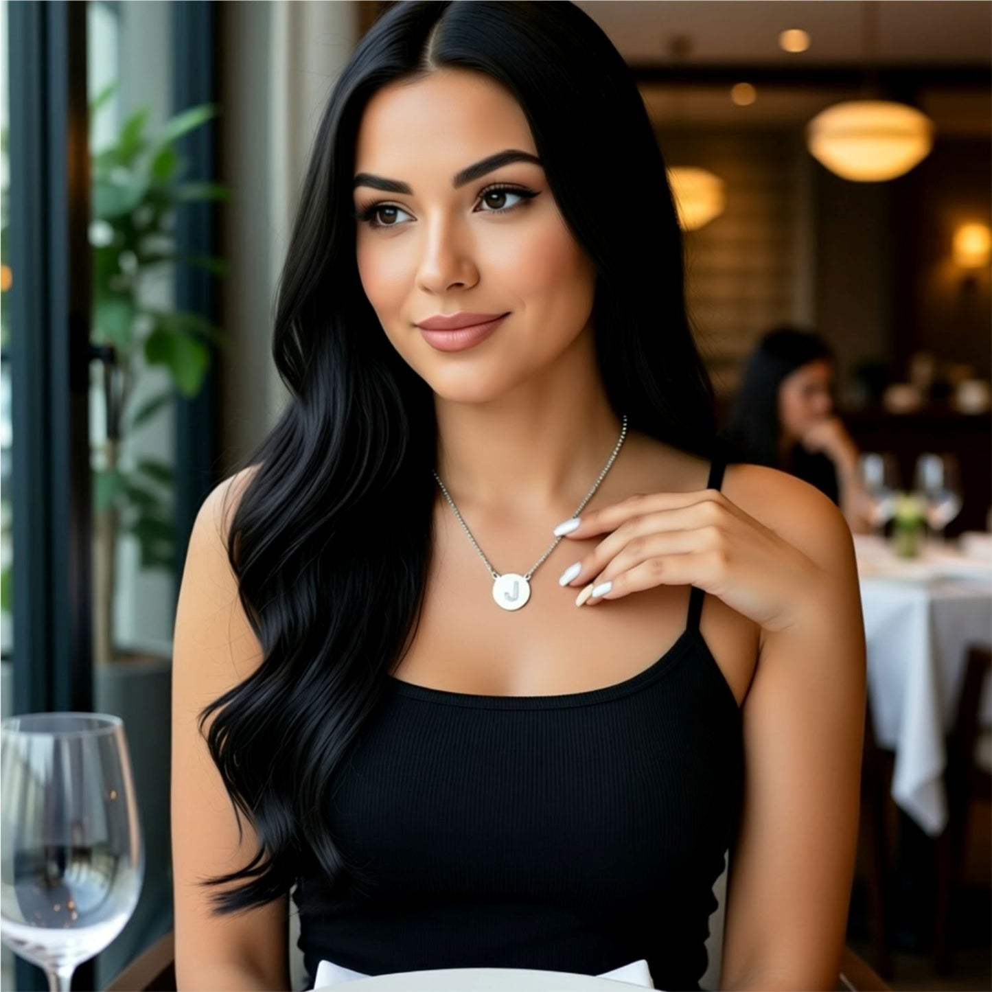 Engraved Sterling Silver CZ Initial Necklace 3