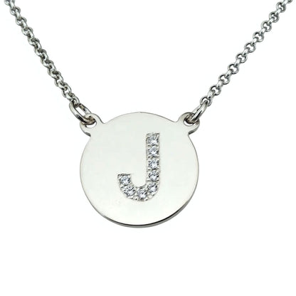 Engraved Sterling Silver Cz Initial Necklace
