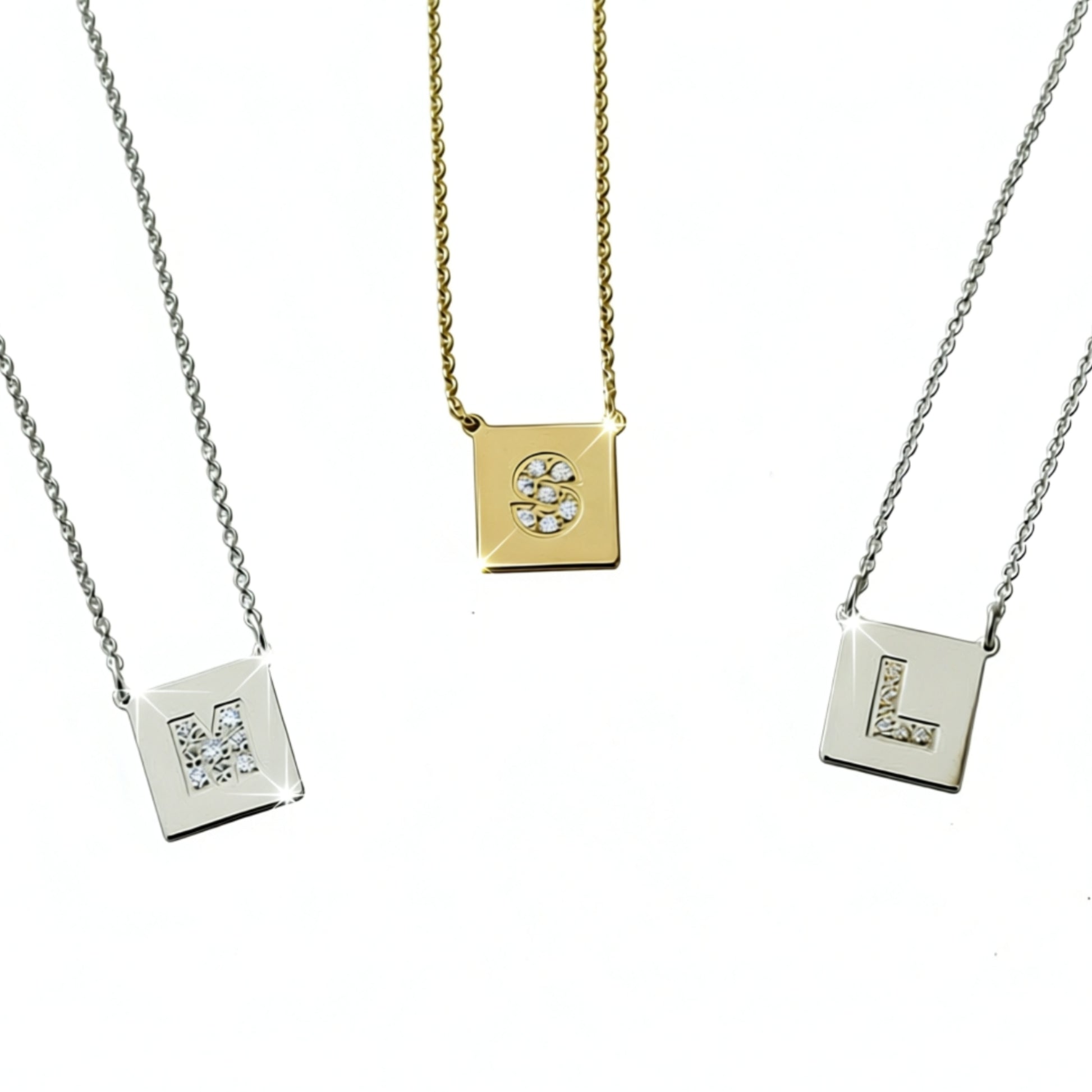 Square Gold Disc CZ Initial Necklace-Chelsea Handler 3