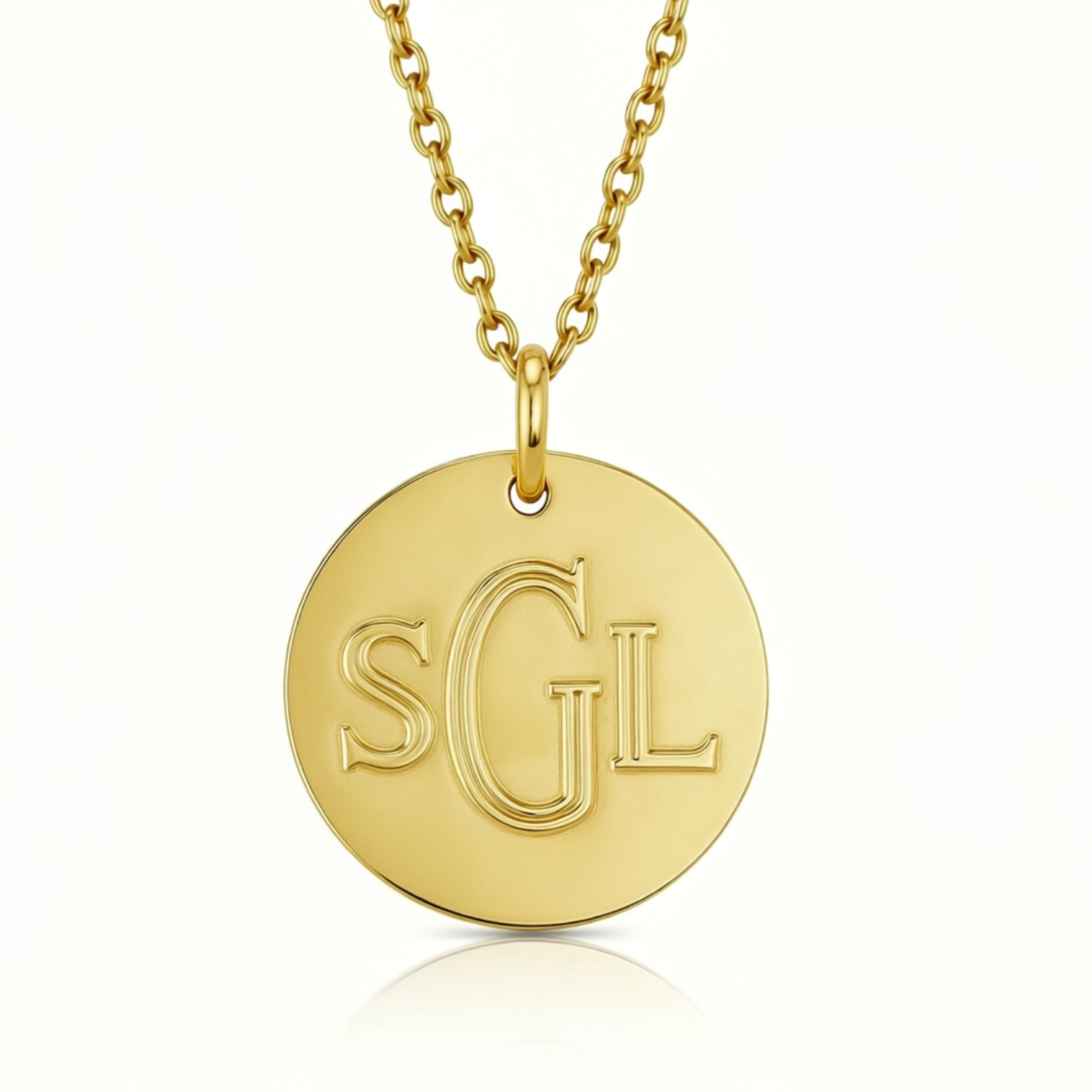 Engraved Gold Disc Necklace