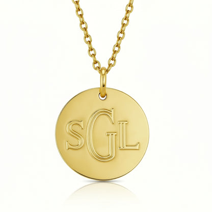 Engraved Gold Disc Necklace