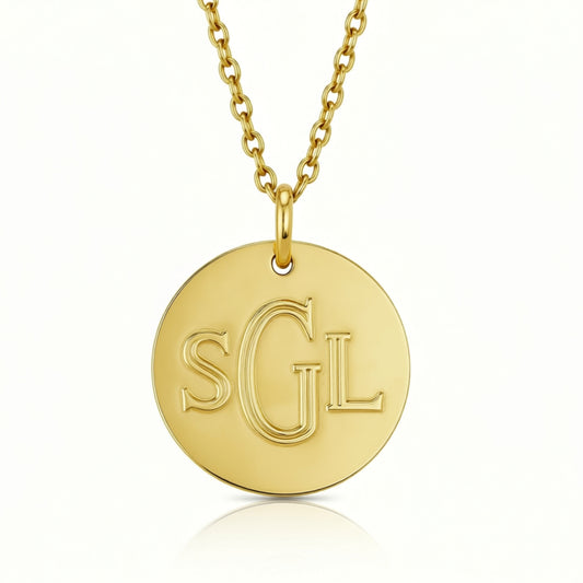 Engraved Gold Disc Necklace