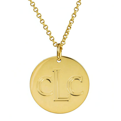 Engraved Gold Disc Necklace 3