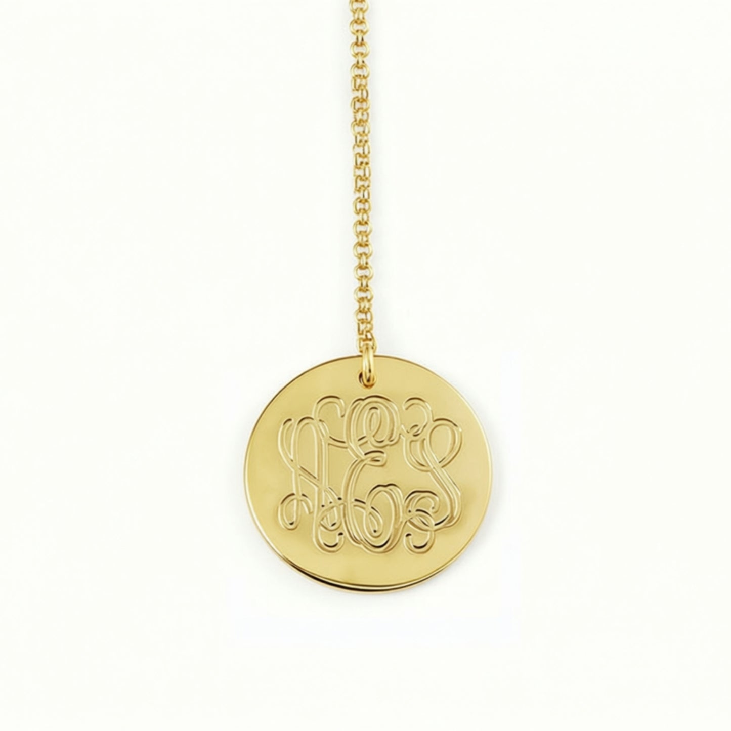 Engraved Gold Disc Necklace 3