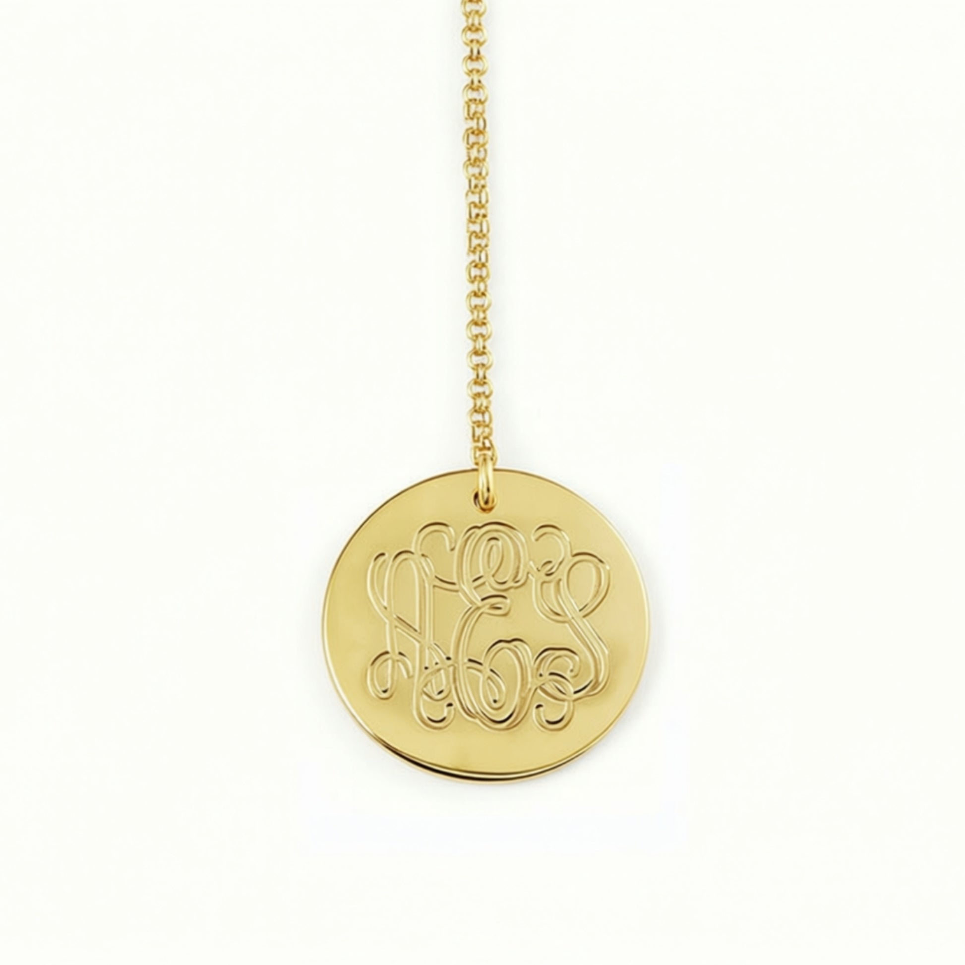 Engraved Gold Disc Necklace 3
