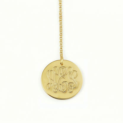 Engraved Gold Disc Necklace 3