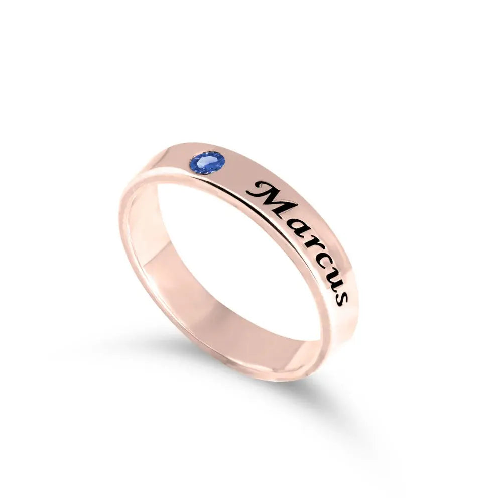 Engraved Name Stackable Birthstone Ring 3