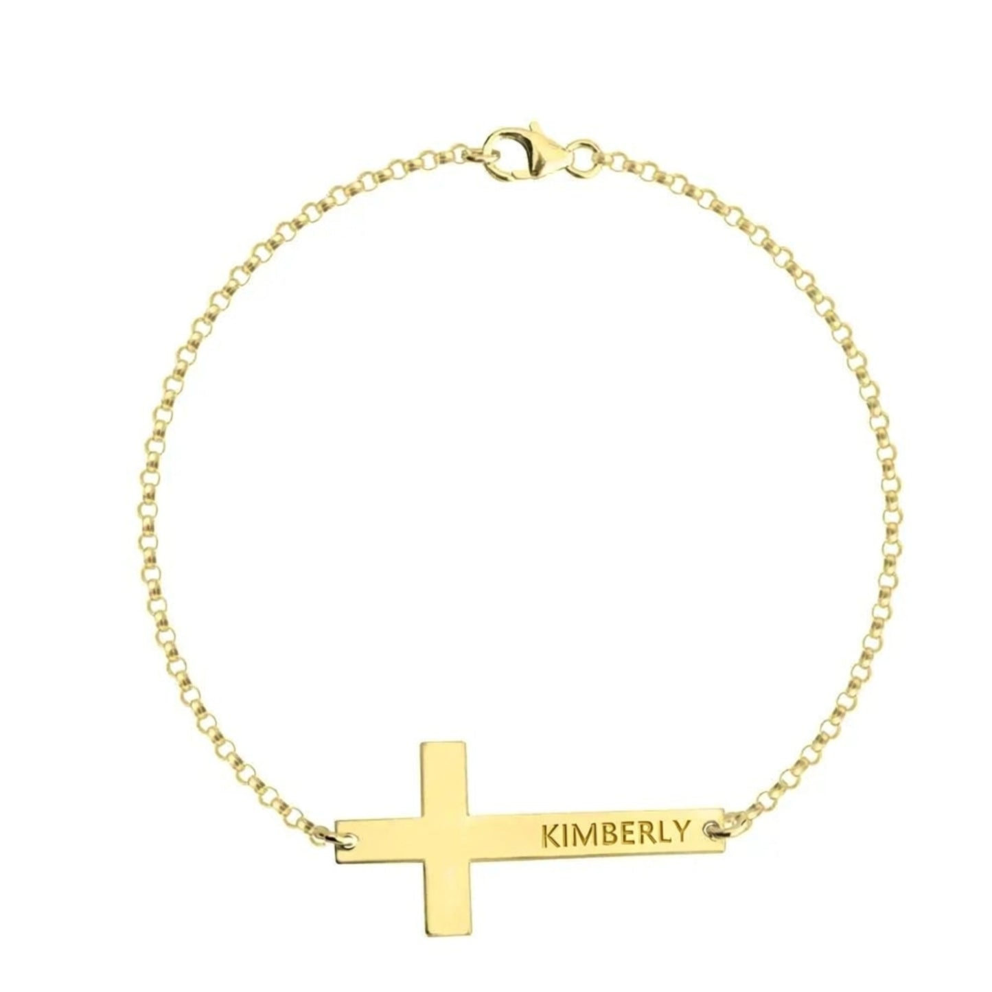 Engraved Sideways Cross Bracelet 2