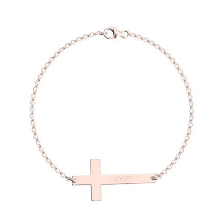 Engraved Sideways Cross Bracelet 3