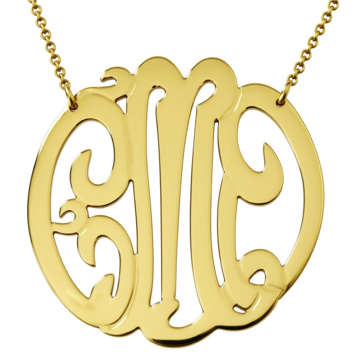 Large Gold Vermeil Monogram Necklace