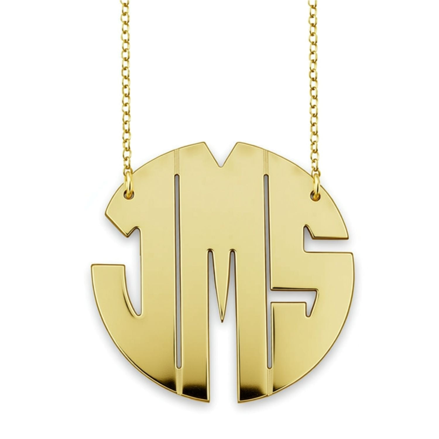 Gold Vermeil Round Cutout Monogram Necklace