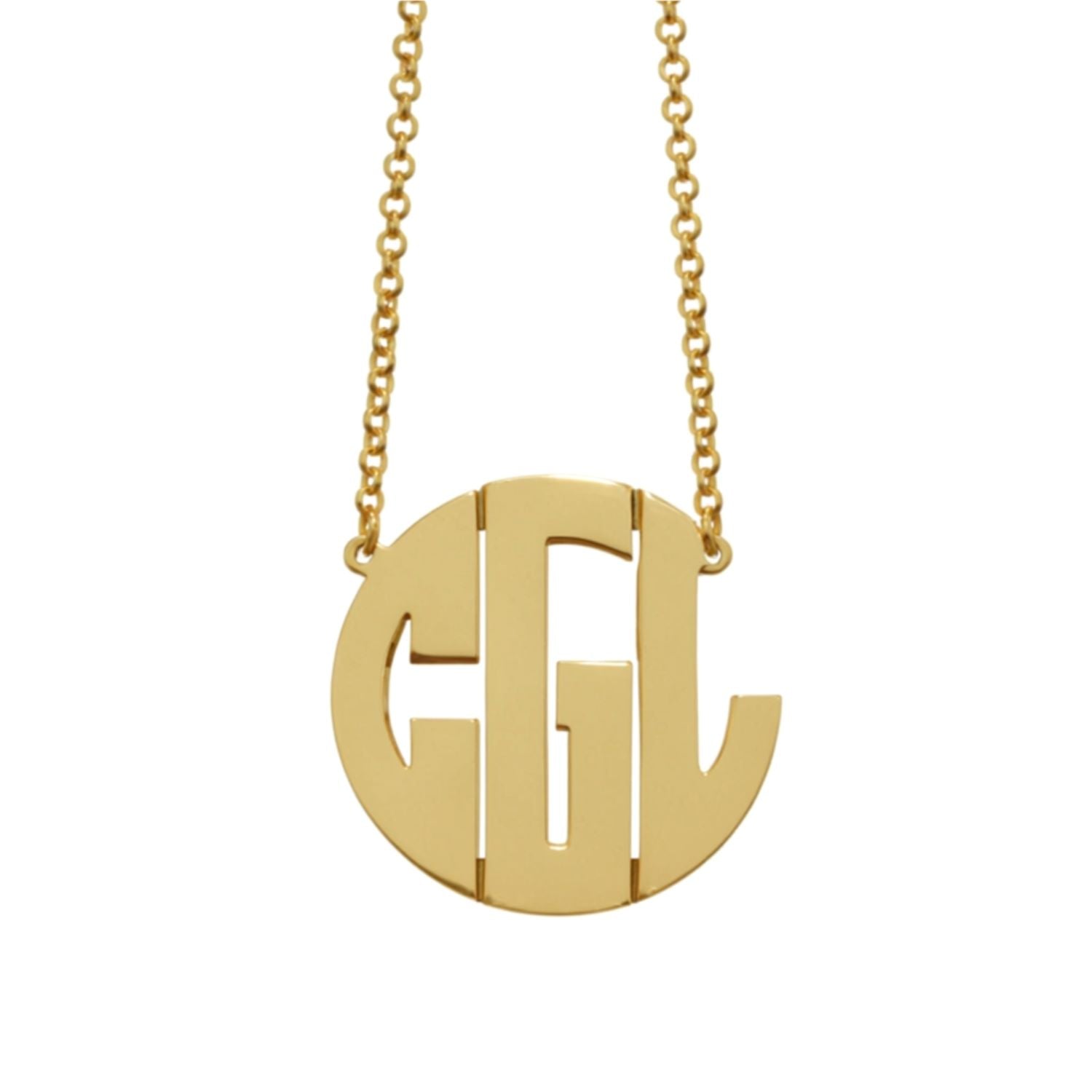 Gold Vermeil Round Cutout Monogram Necklace 2