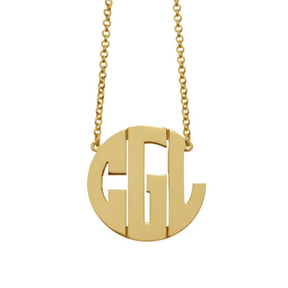 Gold Vermeil Round Cutout Monogram Necklace 2
