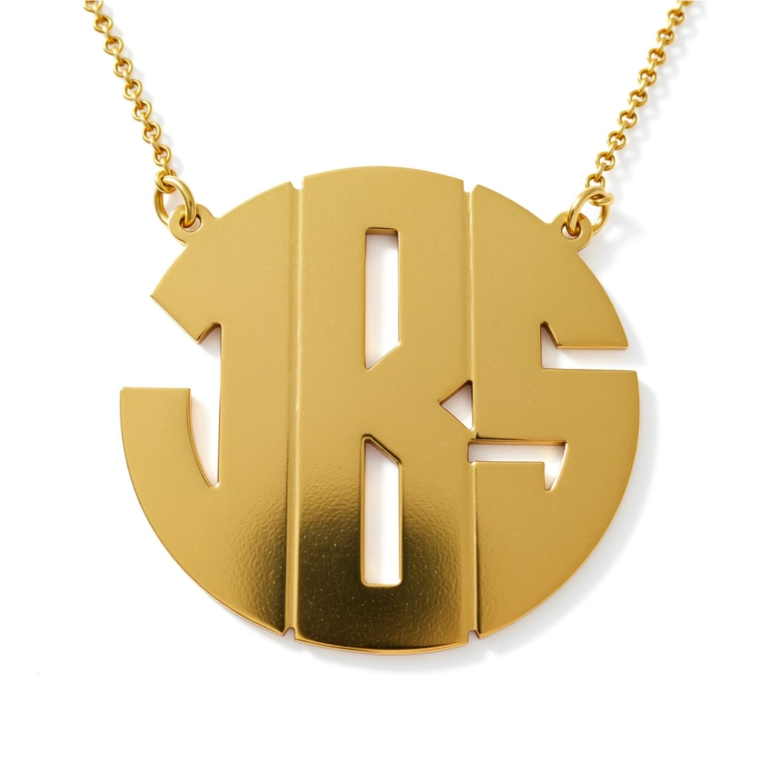 Gold Vermeil Round Cutout Monogram Necklace 3

