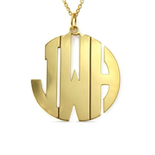 Gold Vermeil Round Cutout Monogram Necklace 6