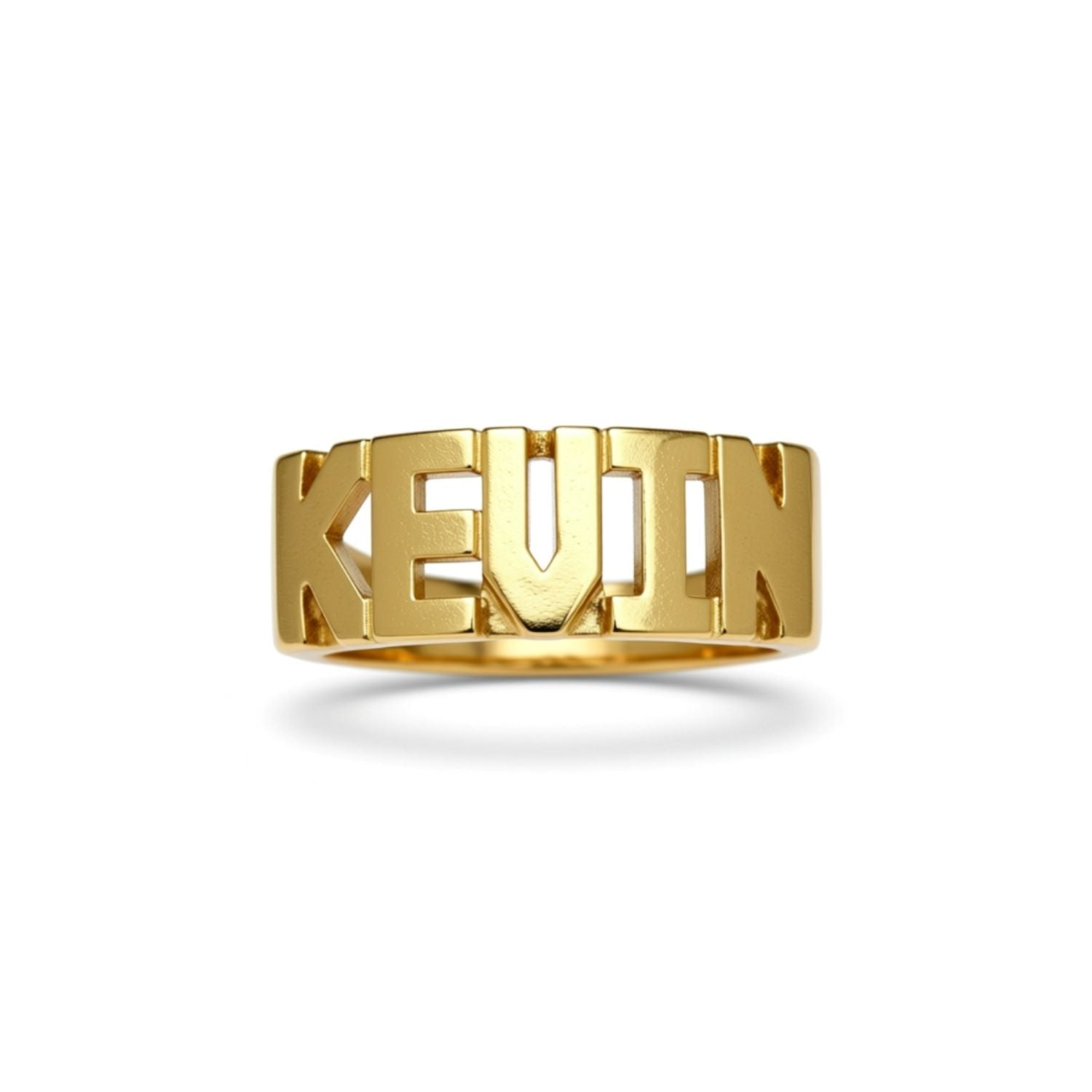 Half Round Band Block Name Ring - 8mm